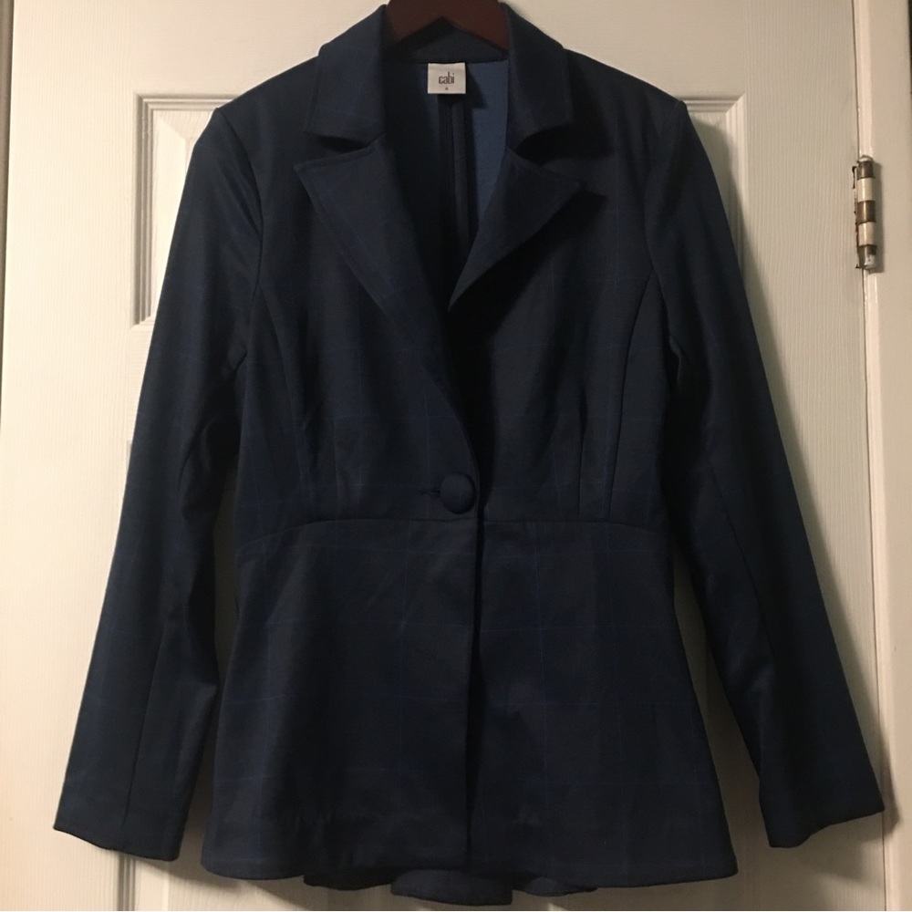 Cabi Sunset Kiss Navy Blue Windowpane Check Blazer - Picture 4 of 13